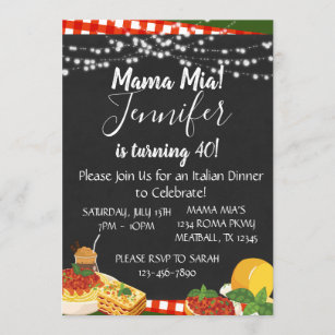 Invitation au dîner italien Mama Mia