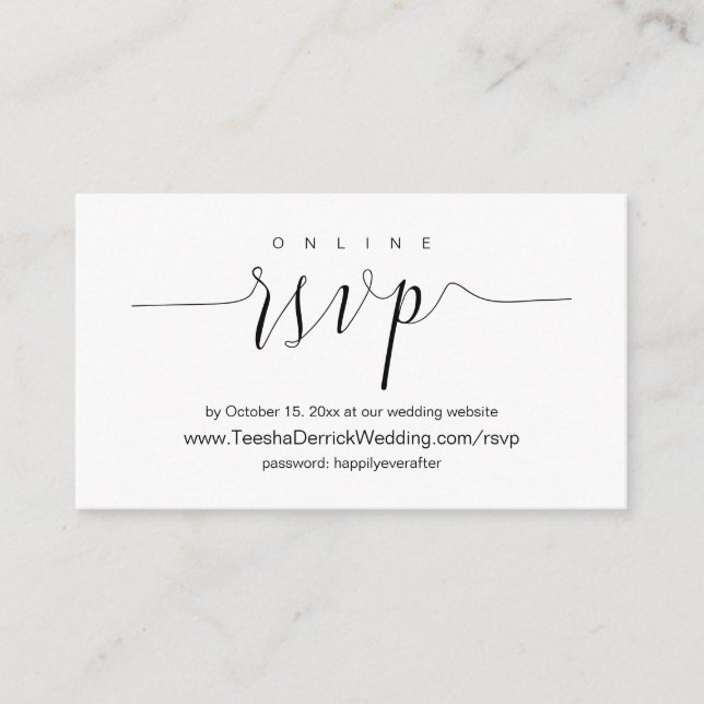Invitation au dîner mariage, Pièce RSVP en ligne C (Devant)