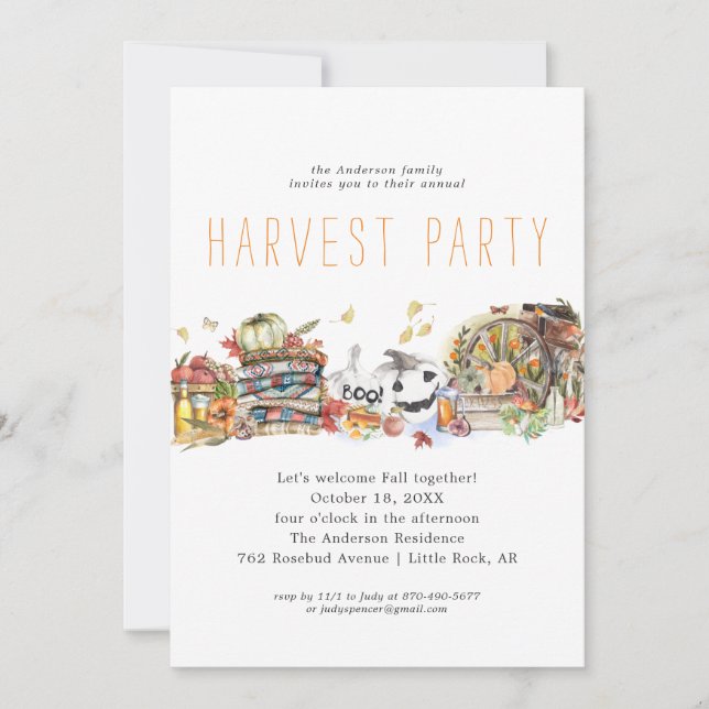 Invitation au dîner Modern Harvest (Devant)