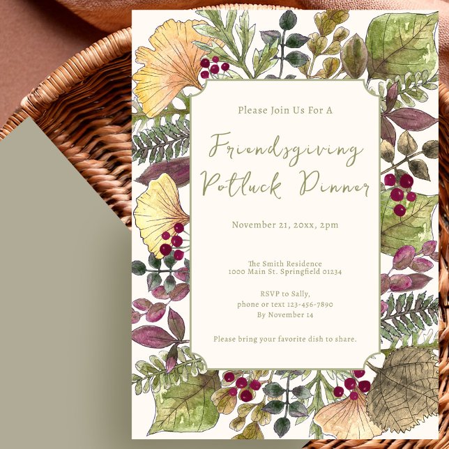 Invitation au dîner potluck de Friendsgiving  (Créateur téléchargé)