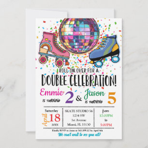 Invitation au Double Célébration de Disco de Patin