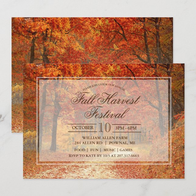 Invitation au Festival de la récolte d'automne (Devant / Derrière)