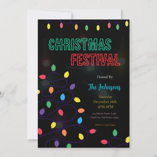 Invitation au Festival de Lumières de Noël (Devant)