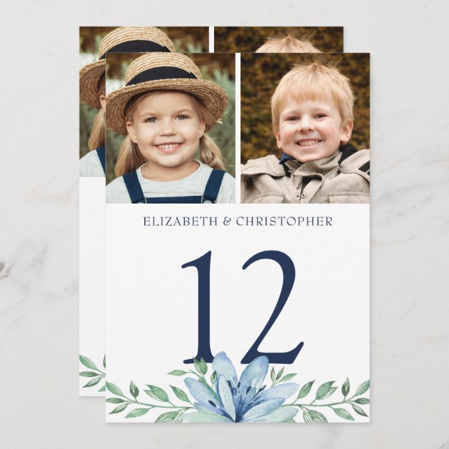 Invitation Au fil des ans Photos Mariage Numéro de tableau Si (Devant / Derrière)