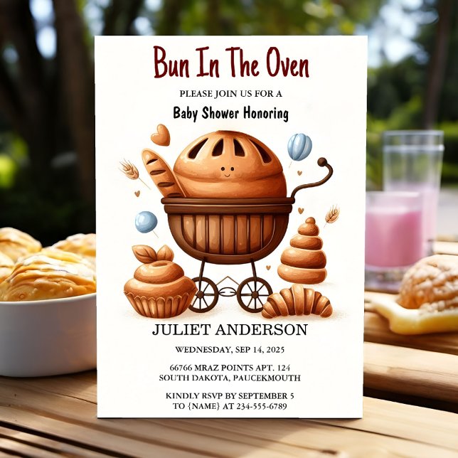 Invitation Au Fun Retro Boho Cake Bun Dans Le Baby shower Du  (Créateur téléchargé)