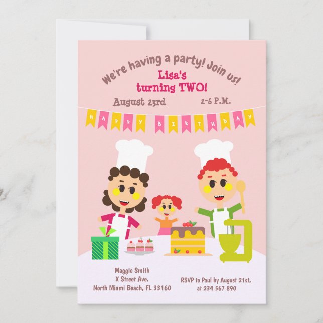 Invitation au gâteau d'anniversaire pour les deux  (Devant)