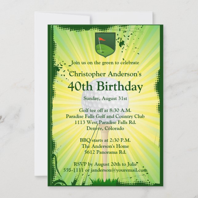 Invitation au golf 40e anniversaire de golf (Devant)