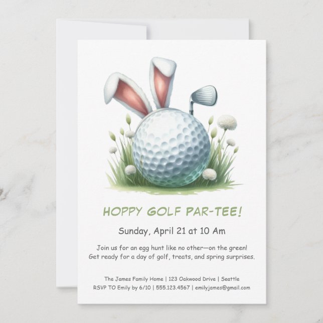 Invitation au golf de Pâques Par-TEE (Devant)