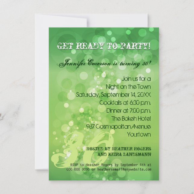 Invitation au Green Bokeh Party (Devant)