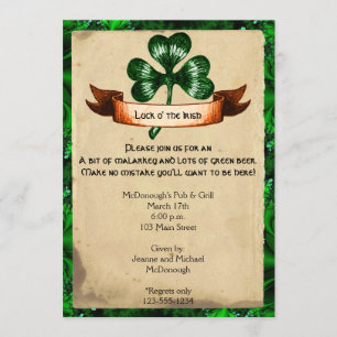 Invitation au Green Clover Parchment St. Particuli