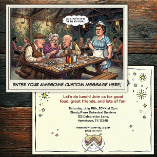 Invitation au groupe de déjeuner senior drôle