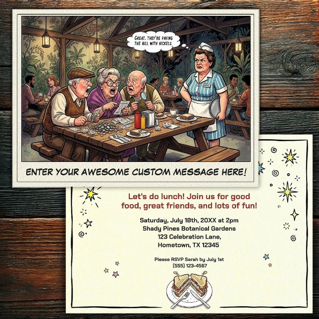 Invitation au groupe de déjeuner senior drôle (Créateur téléchargé)