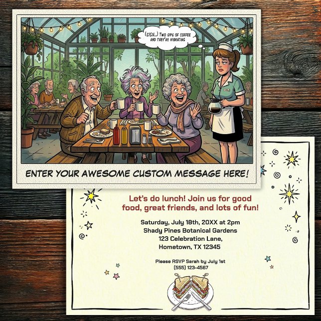 Invitation au groupe de déjeuner senior drôle (Créateur téléchargé)