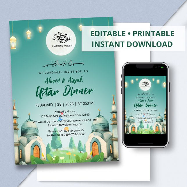 Invitation au Iftar de Ramadan sous la Mosquée Ble (Créateur téléchargé)