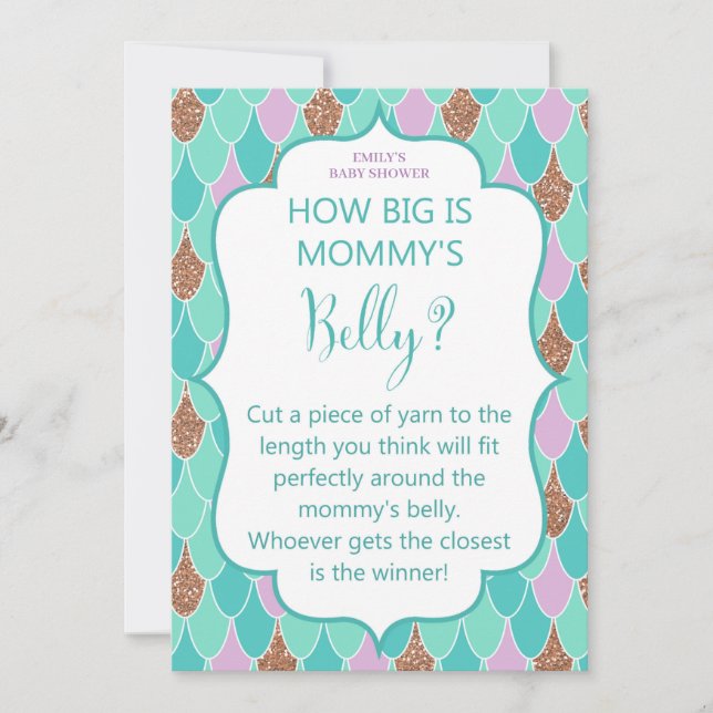 Invitation au jeu de Baby shower Purple Aqua Merma (Devant)