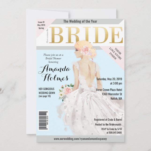 Invitation au magazine de mode pour la douche de m (Devant)