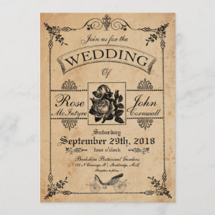 Invitation au mariage antique Jardin Rose romantiq