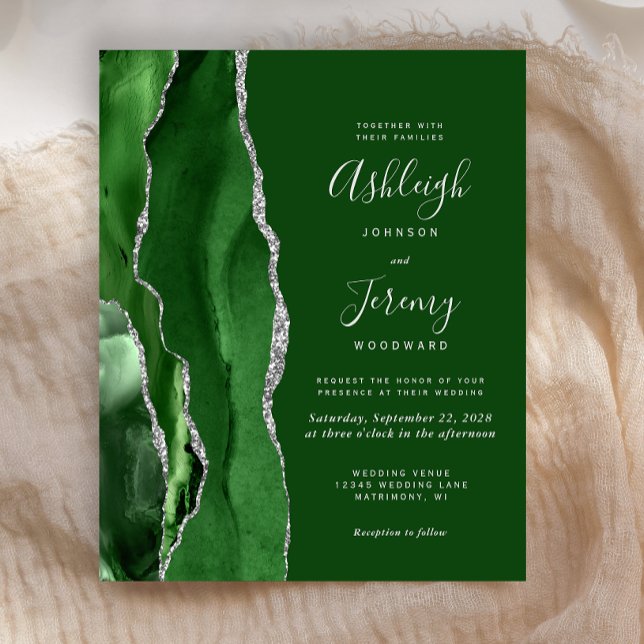 Invitation au mariage argent de Hunter Green Agate (Créateur téléchargé)