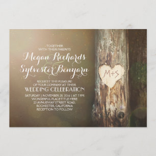 invitation au mariage campagnard de bois rustique