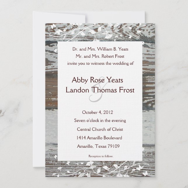 Invitation au Mariage campagnard Old Wood Look - B (Devant)