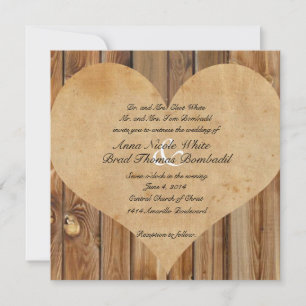 Invitation au Mariage campagnard Parchment Heart W