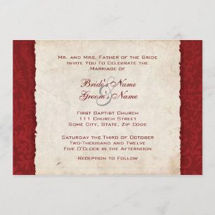 Invitation au Mariage campagnard rouge