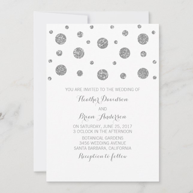 Invitation au mariage Confetti Parties scintillant (Devant)