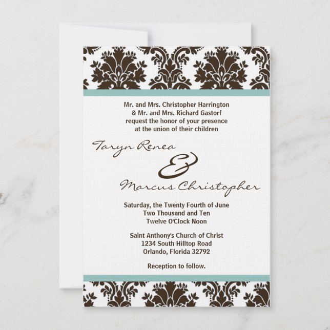 Invitation au mariage de la dentelle Brown 5x7 (Devant)