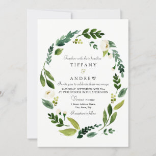 Invitation au mariage de la feuille verte moderne