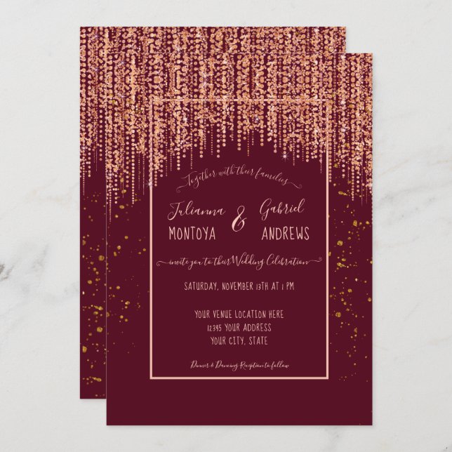 Invitation au mariage de la Parties scintillant d' (Devant / Derrière)