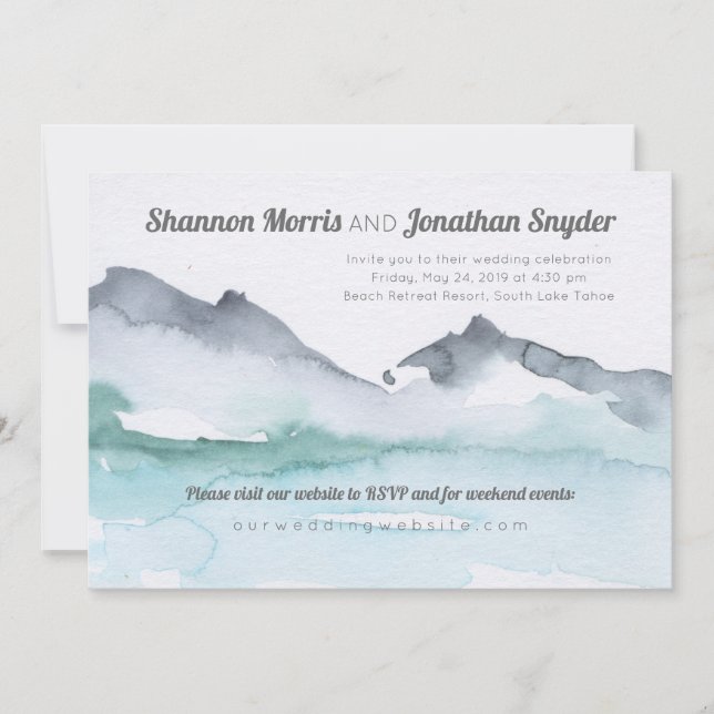 Invitation au mariage de l'aquarelle de la montagn (Devant)
