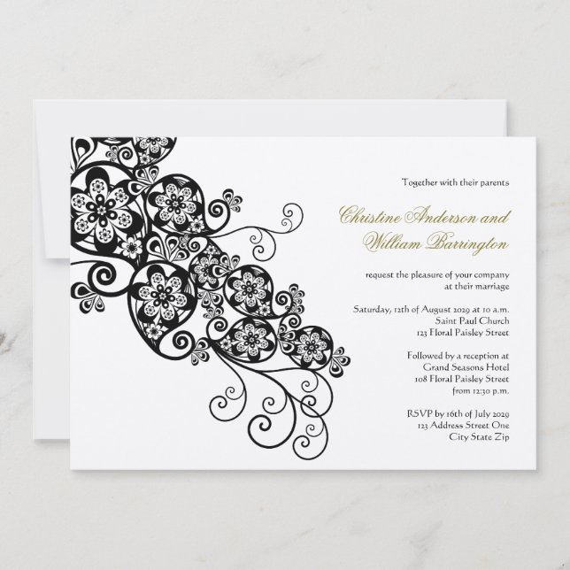 Invitation au mariage de l'élégante florale de Boh (Devant)
