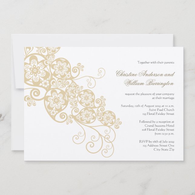 Invitation au mariage de l'élégante florale de Boh (Devant)