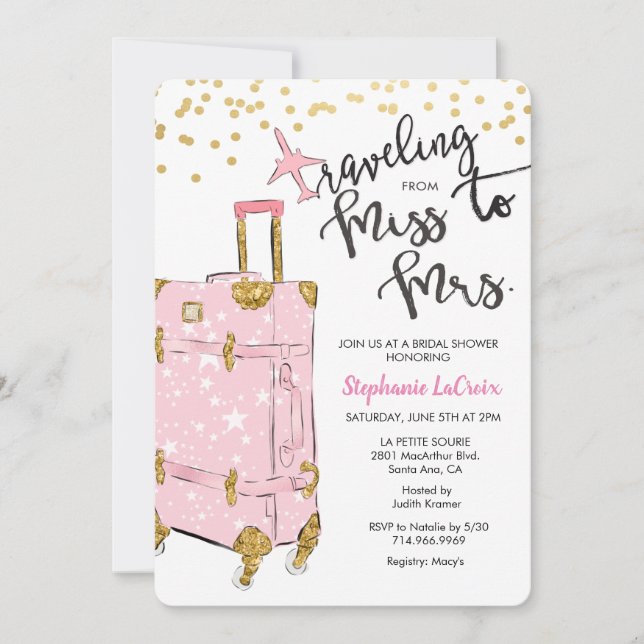 Invitation au mariage de Miss à Mrs. : Shower de m (Devant)