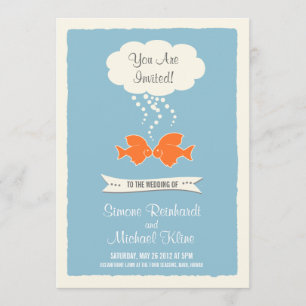 Invitation au mariage de plage avec du poisson qui