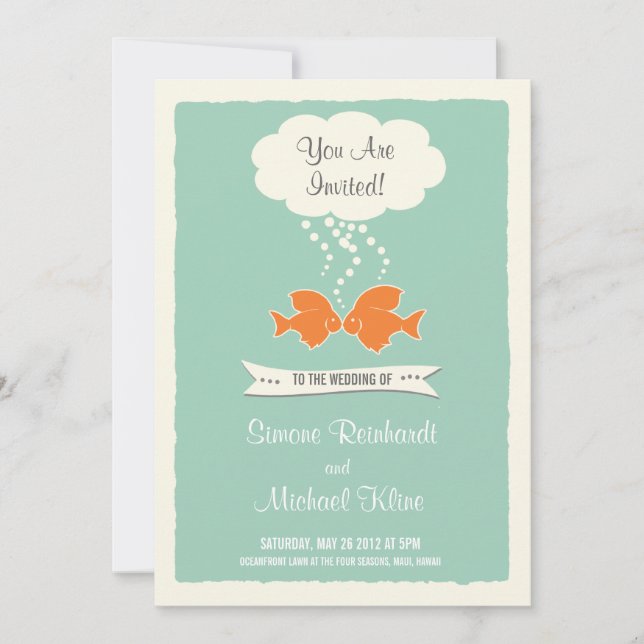 Invitation au mariage de plage avec du poisson qui (Devant)