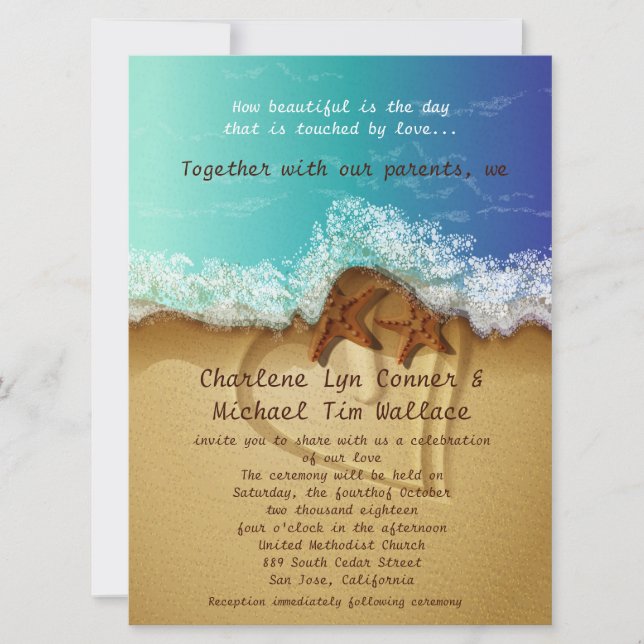 Invitation au mariage de plage de 6,5 x 8,75 po (Devant)
