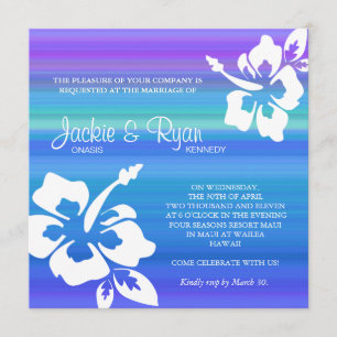 Invitation au mariage de plage Hibiscus bleu viole