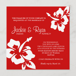 Invitation au mariage de plage Hibiscus Fleur Roug