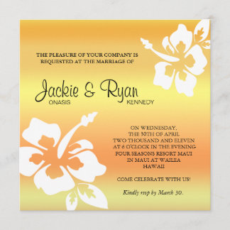 Invitation au mariage de plage Hibiscus Orange jau
