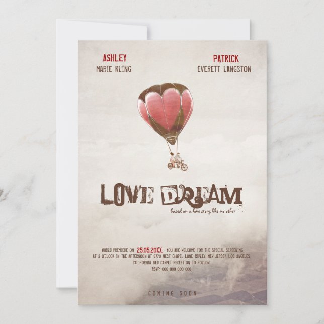 Invitation au mariage de rêve d'amour (Devant)