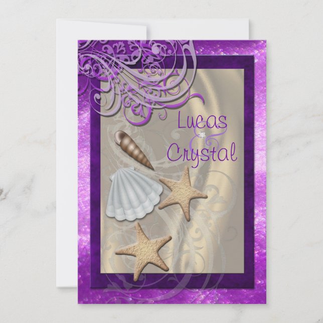 Invitation au mariage de Seashell Plum Beach (Devant)