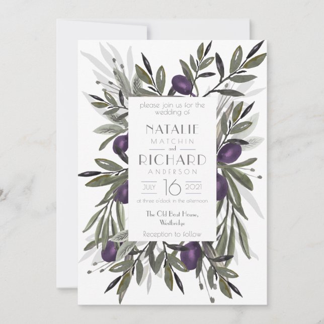 Invitation au mariage des olives toscanes, (Devant)