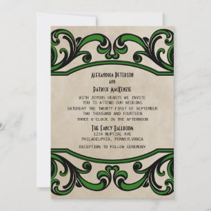 Invitation au mariage des perles gothiques vertes