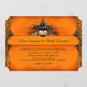 Invitation au mariage d'Halloween - Amour orange e