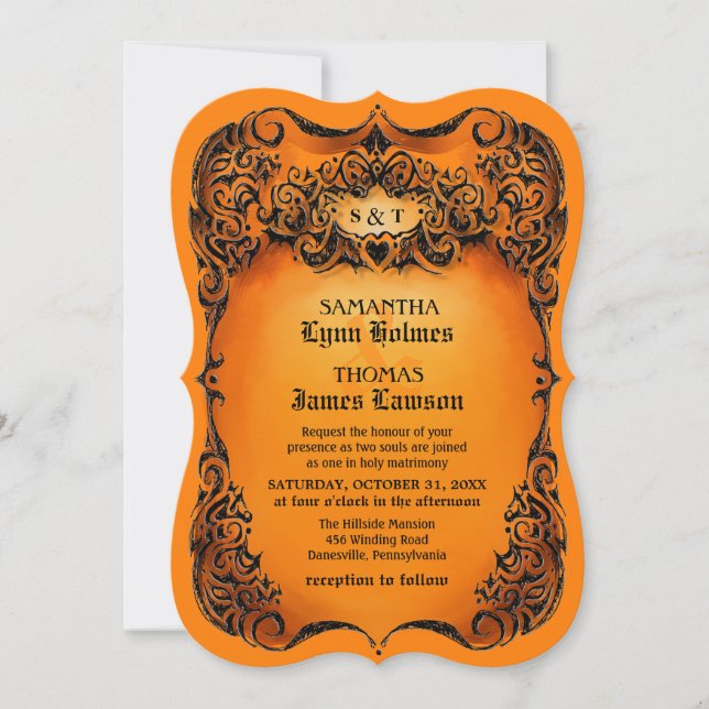 Invitation au mariage d'Halloween - Frontière oran (Devant)