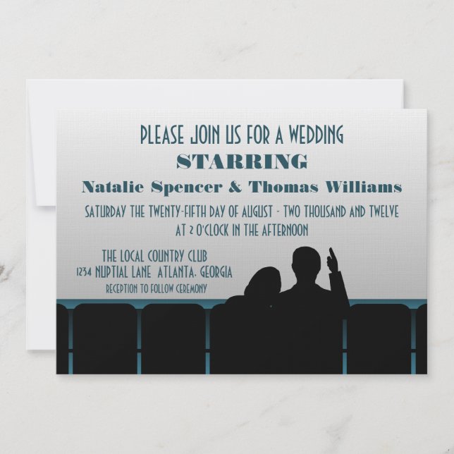 Invitation au mariage du cinéma, bleu (Devant)