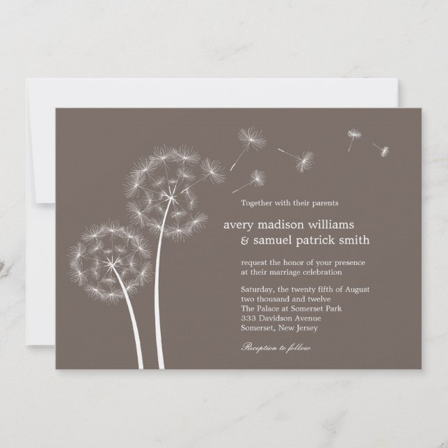 Invitation au mariage du printemps de Dandelion (Devant)