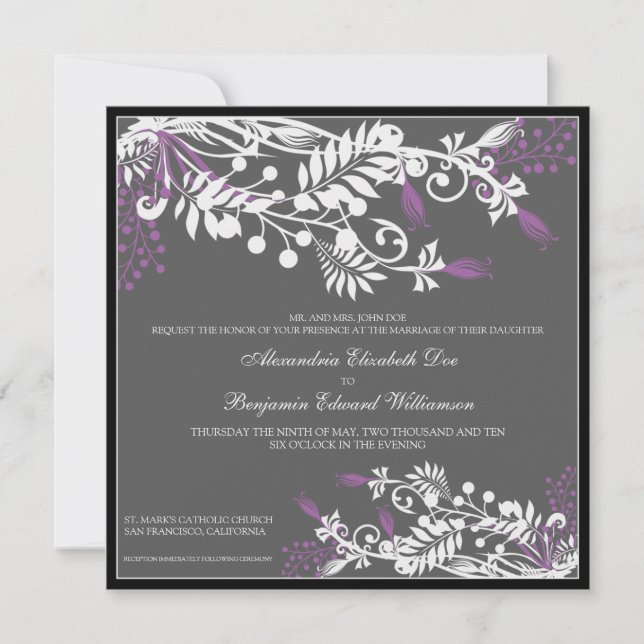 Invitation au mariage élégante de la flore de l'îl (Devant)