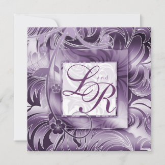 Invitation au mariage élégante Floral Purple Silve